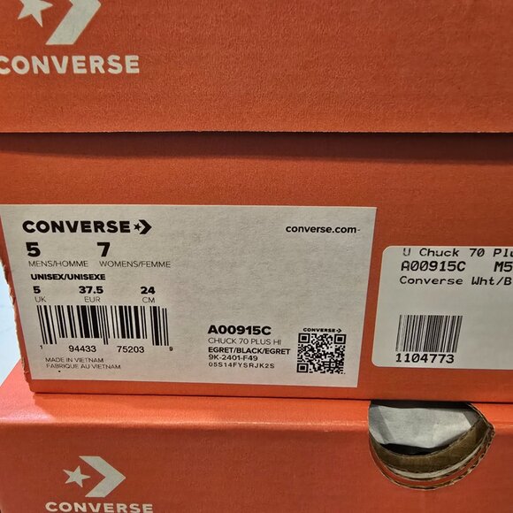 Converse Unisex Chuck 70 Hi Plus Sneaker Shoe Egret/Black/Egret US Womens Size 7 - Picture 9 of 14